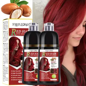 2pcs 500ml red hair dye shampoo, hair dye, shampoo and hair care three in one, easy to use, gentle and non irritating herbal extract, red hair, more shiny, making hair look healthier