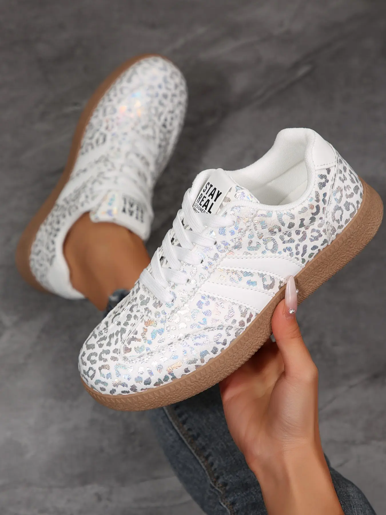 Women's Patchwork Leather Sports Shoes, Rubber Sole Design, Casual Patchwork Sneakers, Casual Style, Suitable for All Seasons, Perfect for Daily Wear