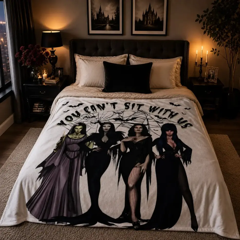 Elviras Mistress Of The Dark Flannel Baby Blanket Adult Blanket, Premium Quality Super Soft Horror Movie Bedding Throw Blanket, Multi-use Travel Office Bedroom Bedspread, Spooky Halloween Holiday Gift Blanket For Horror Fans birthday gift