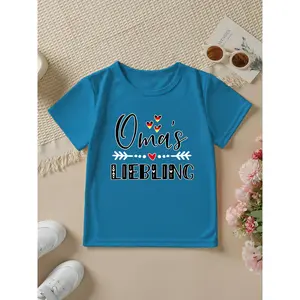 Summer Fashion Boys' Short-Sleeve T-Shirt with "Omas Liebling" Letter Print Casual Top
