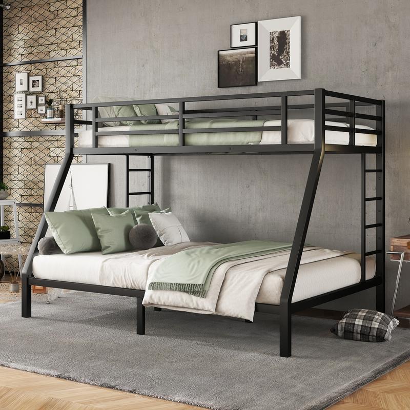 Bellemave Metal Twin XL Over Queen Bunk Bed for Teens and Adults Sturdy Steel Frame Adjustable Cloud Headboard Space-Saving Noise Reduced No Box Spring Needed Bedroom Set Furnishing