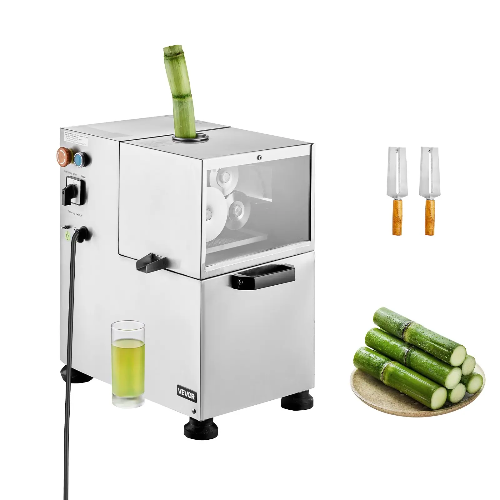 【Summerfinds】VEVOR Commercial Sugar Cane Juicer, 800W Electric Sugarcane Juicer Machine with 661LBS/H High Output, 4 Stainless Steel Rollers, Sugar Cane Press Juice Extractor Squeezer for Home/Commercial Use