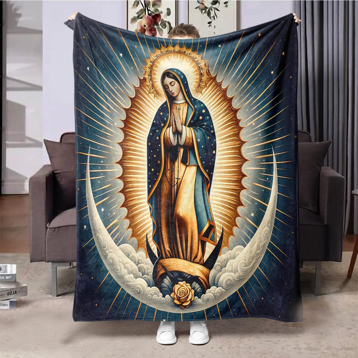 Virgin Mary Pattern Blanket, 1 Count Soft Warm Throw Blanket, Air-conditioned Room Blanket, Warm Nap Blanket for Home Office Camping Travel, Inspirational Blanket