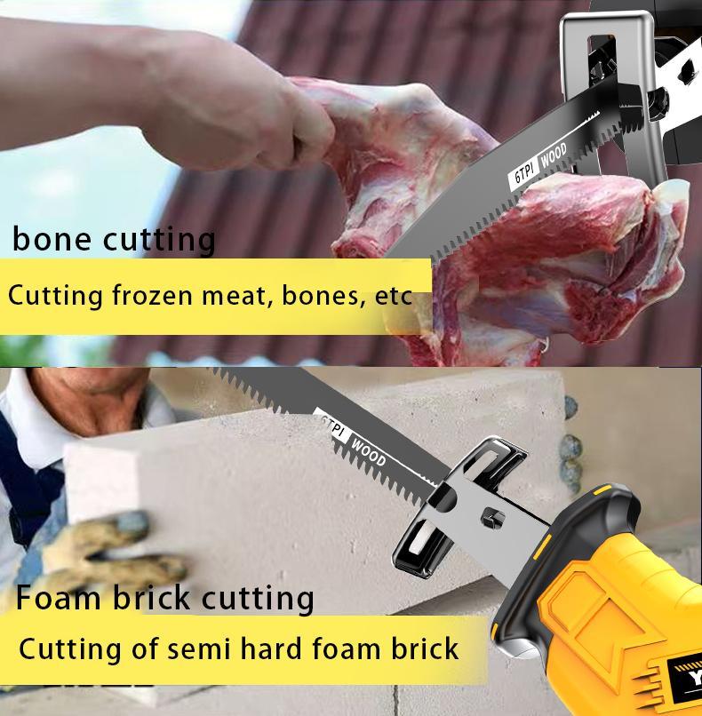 YUNXI Brushless Reciprocating Saw with BladesCordless Multi-Functional Reciprocating Saw – Electric Jigsaw for Wood, Metal & PVC Cutting – Woodworking & Gardening Saw with Battery tool-free blade change