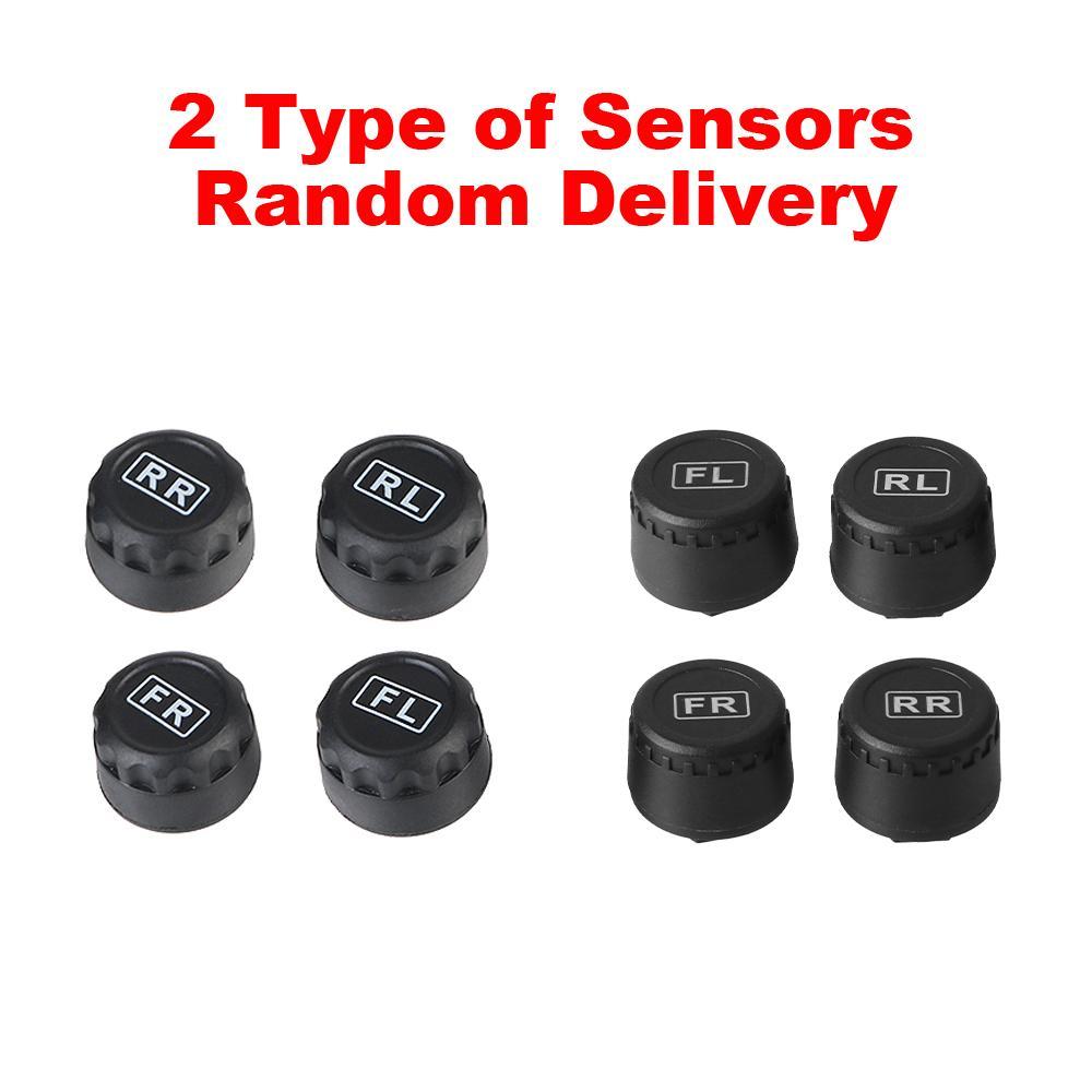 Solar-Powered Car Tire Pressure Monitoring Tool, LCD Digital Display Tire Pressure Gauge with Replacement Valves