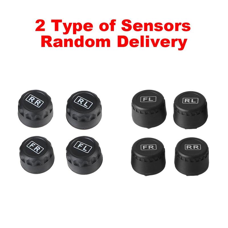 Solar-Powered Car Tire Pressure Monitoring Tool, LCD Digital Display Tire Pressure Gauge with Replacement Valves