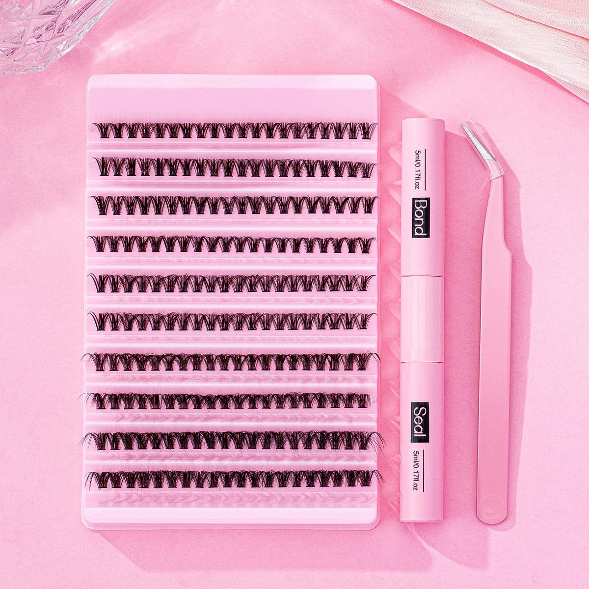 200pcs Eyelash cluster Set, DIY Eyelash Extension Kit, Soft, Natural and Convenient, Include 30D Eyelash Clusters, Bond and Tweezers, Suitable for Beginners to Use at Home for Makeup, Valentine's Day Gift, Lightweight