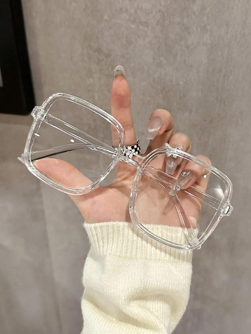 3/4 PC S Fashion Oversized Square Plastic Frame Clear Glasses For Daily Life Take Photo Clothing Accessories.