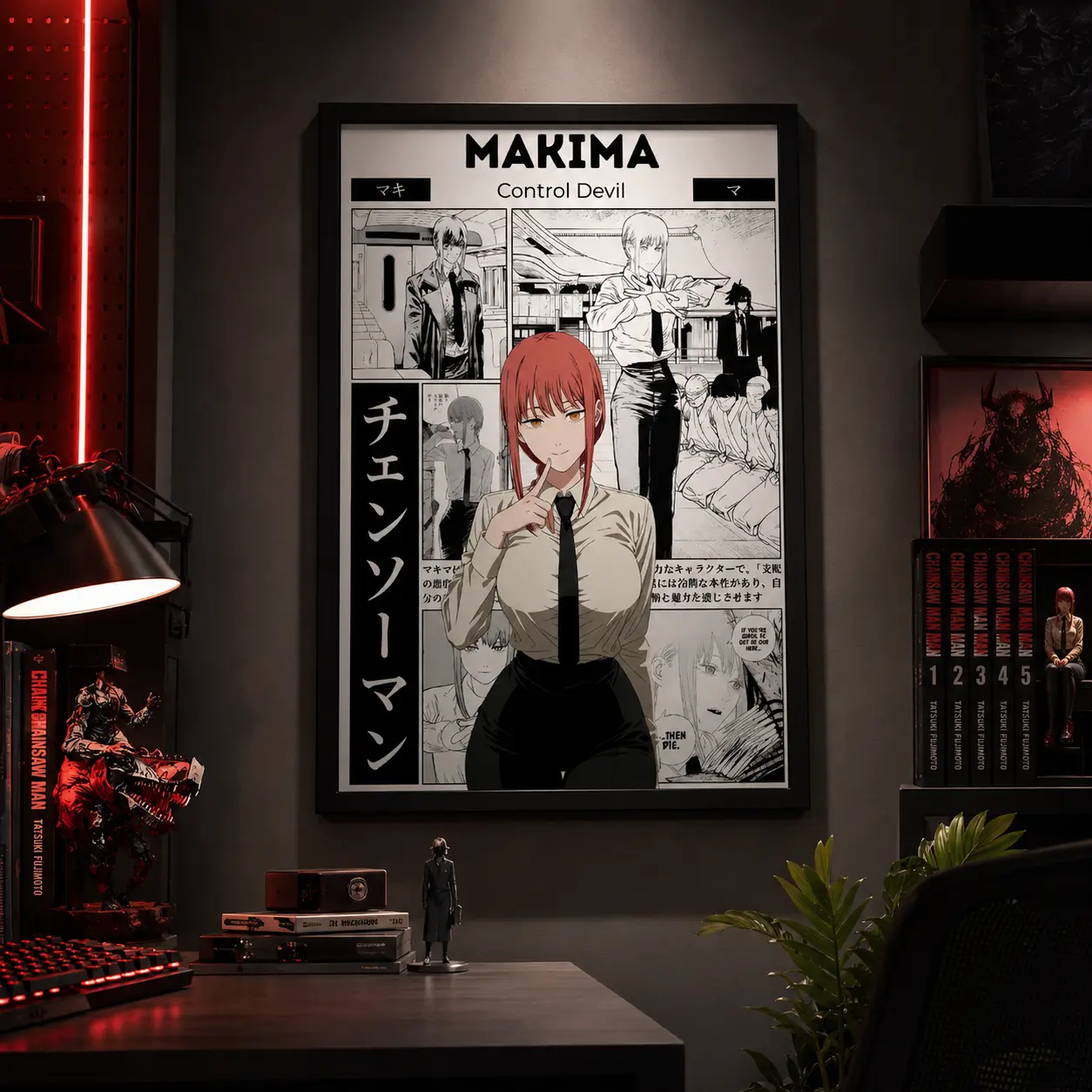 Chainsaw Man Makima Anime Poster, Manga Wall Artwork Prints, Home Decor Gift, Canvas Wall Art Print, Japanese Anime Room Decor for Bedroom Dorm Gaming Room Office, Manga Poster Gift for Anime Fans