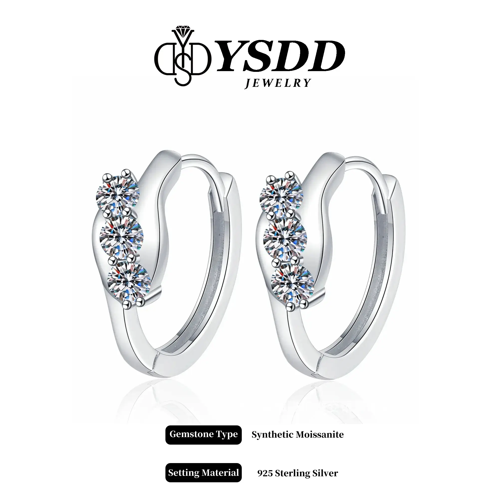 Holidays and Christmas Seamless trilogy Moissanetic Earrings, £925 Silver