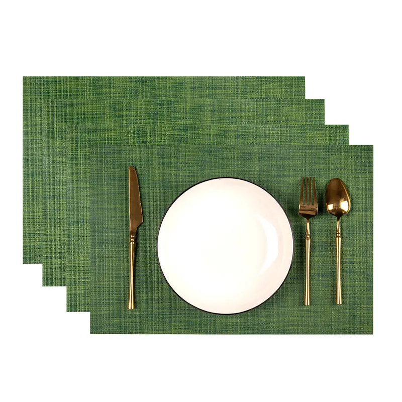 Household Placemats, 4-Pack Woven PVC with Bamboo Print, Heat-Resistant for Daily Dining and Parties