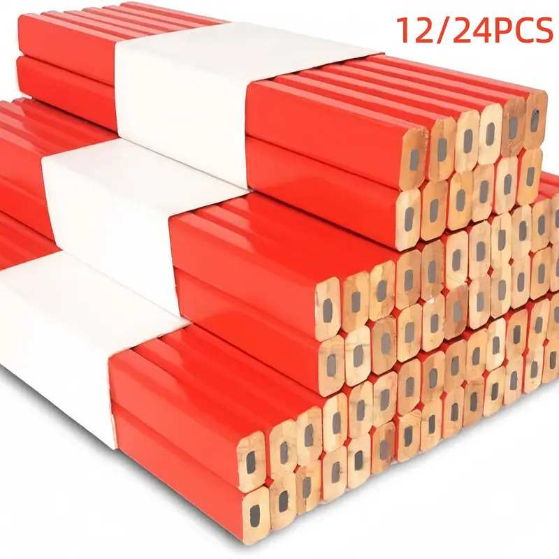 Woodworking Pencil Set, 12/24 Pieces, High-Quality Octagonal Marking Tools, Hard Lead, Sharp Flat Pencils, Ideal for Artists & DIY Enthusiasts