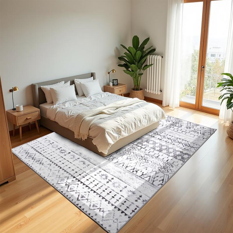 8x10ft Soft Retro Area Rug - Machine Washable & Anti-Skid! Perfect Home Decor + Gift