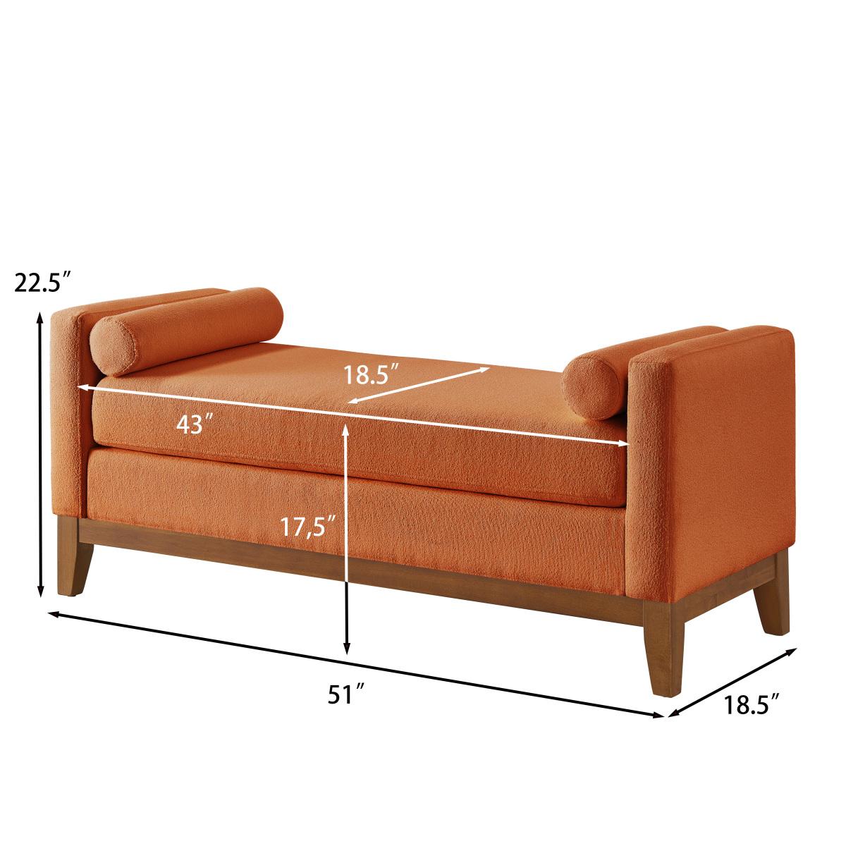 Large Upholstered Boucle Fabric Ottoman with Pillows,Comfort Padded Window Bench for Living Room,Entryway Bench