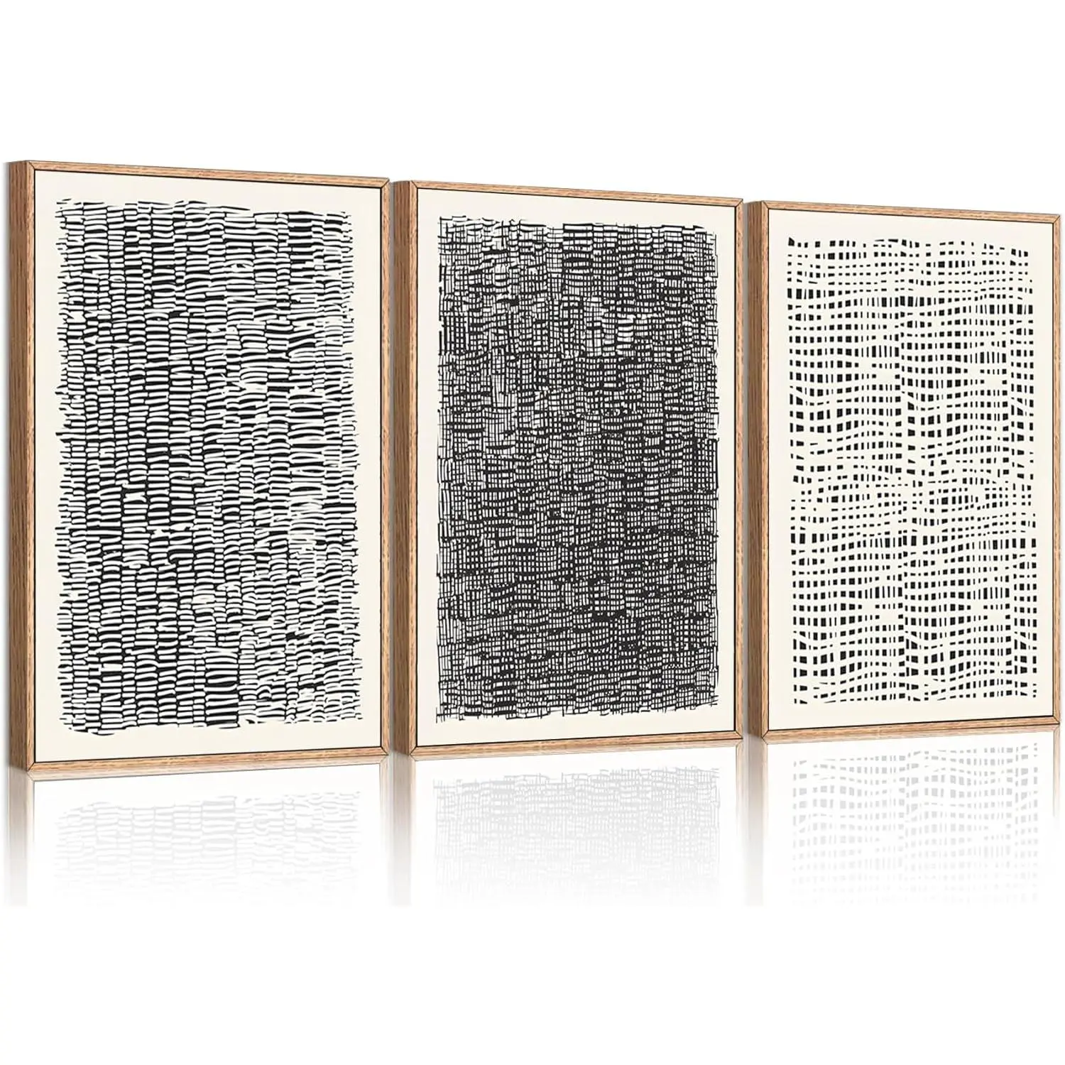 3Pcs Black White Wall Art Mid Century Wall Decor Pictures Minimalist Dot Line Textured Canvas Posters Prints for Living Room Bedroom Office Wall Decorations Unframed 16x24in poster