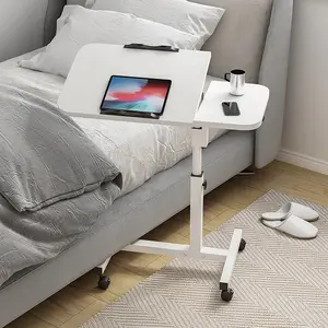 Adjustable Overbed Desk for Home, Office, Hospital – Height 23.6-37.4in – Swivel Wheels – Rolling Workstation – Mobile Laptop Table