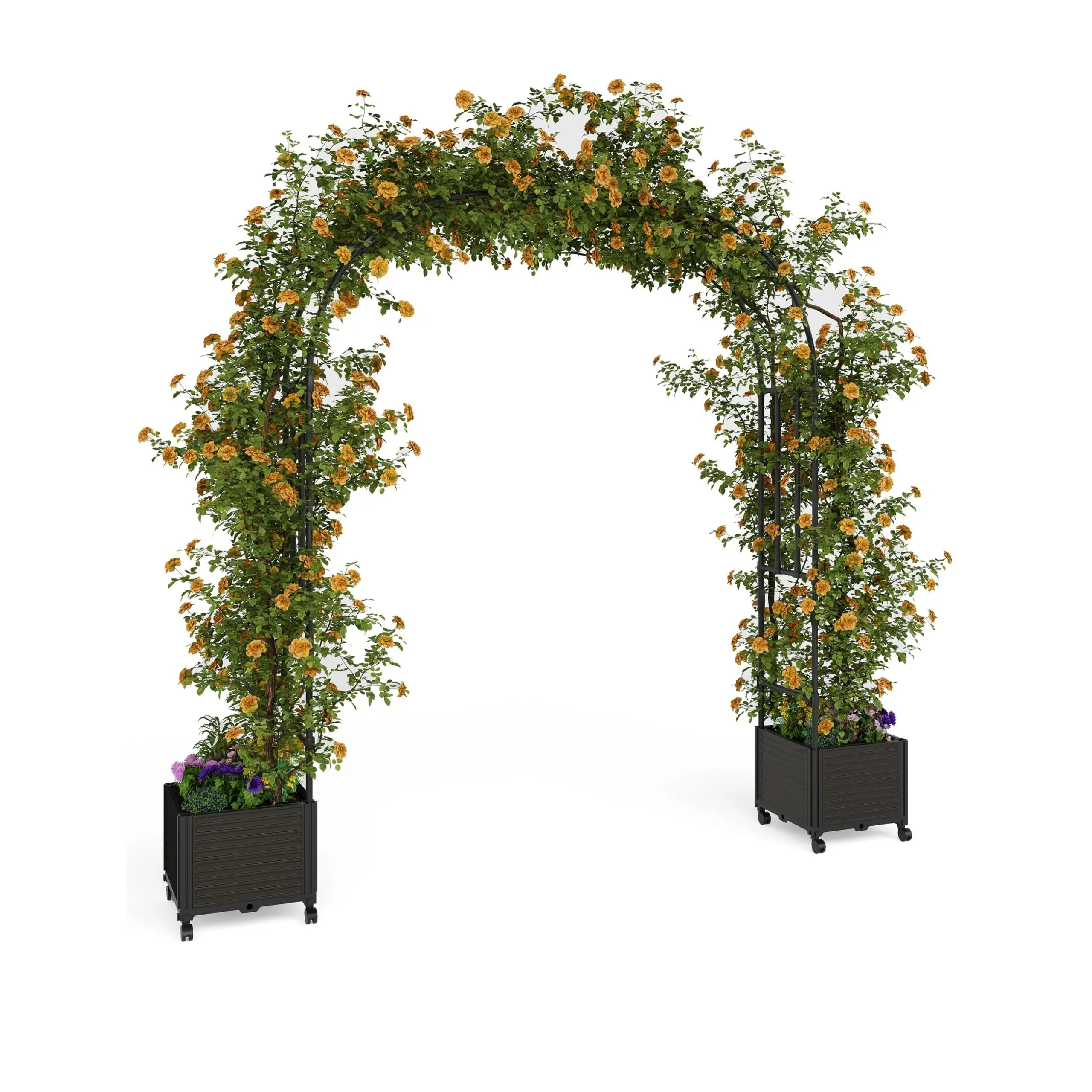 Garvee Span 70.9 in Garden Arch Trellis for Climbing Plants, Metal Wedding Arch Flowers Frame Backdrop Stand,Balloon Decor Garden Arch Arbor for Wedding Garden Party Plant Support Flower，Raised Planter Box