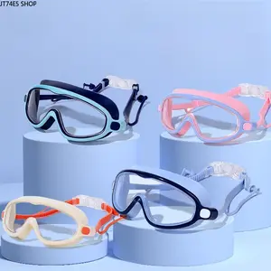 Large Frame HD Anti-Fog Adult Swimming Goggles with Built-In Earplugs, Waterproof Diving Swim Goggles for Men & Women
