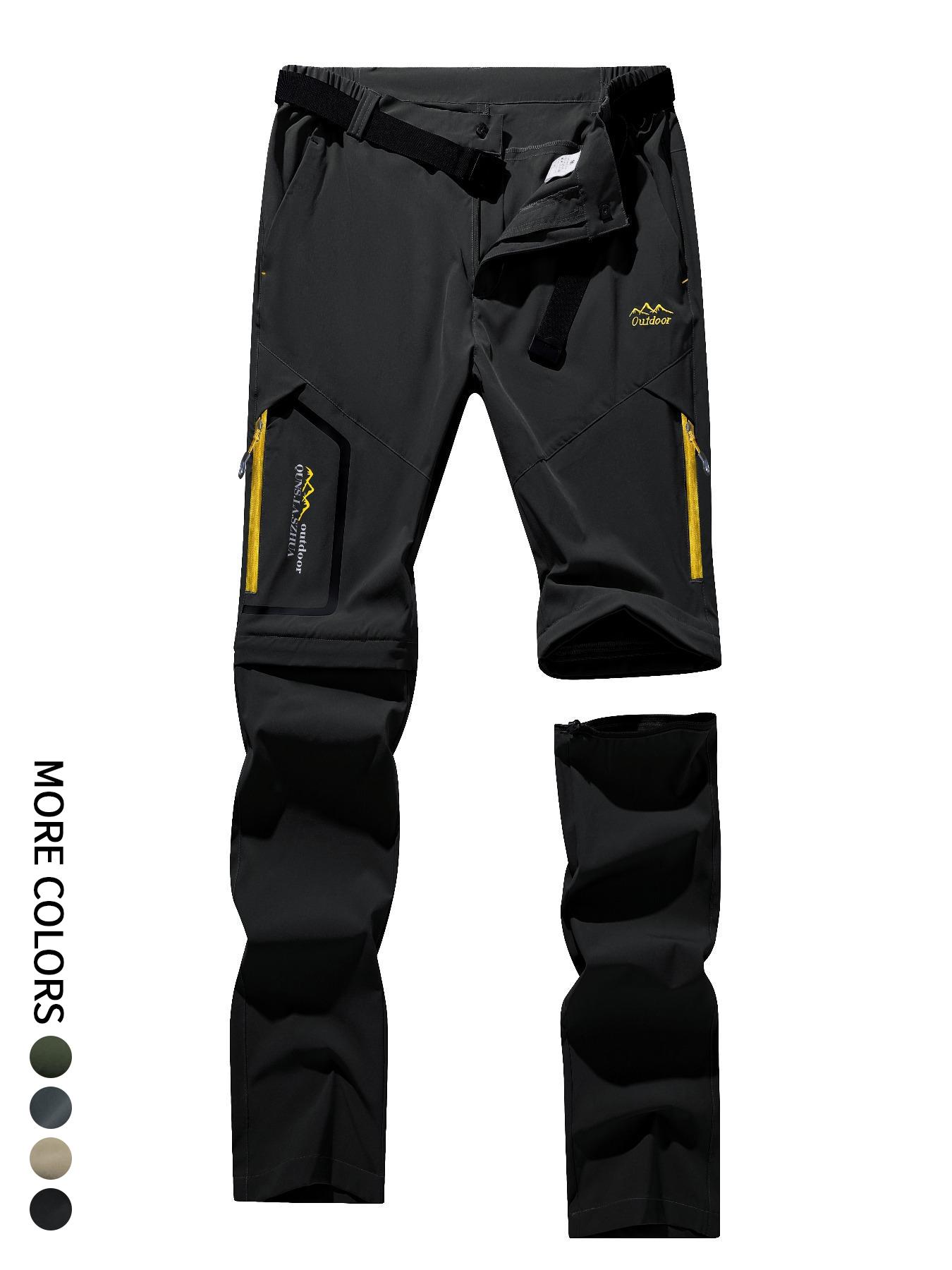 YYK brand Men's Zipper Design Pocket Waterproof & Windproof Outdoor Pants, Regular Fit Casual Detachable Leg Comfy Trousers for Outdoor Activities, Men's Bottoms for All Seasons