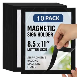 Reusable Magnetic Photo Frame, Peel and Stick Wall Mount, Paper and Letter Protector, Dry Erase, 10 Pieces Per Pack