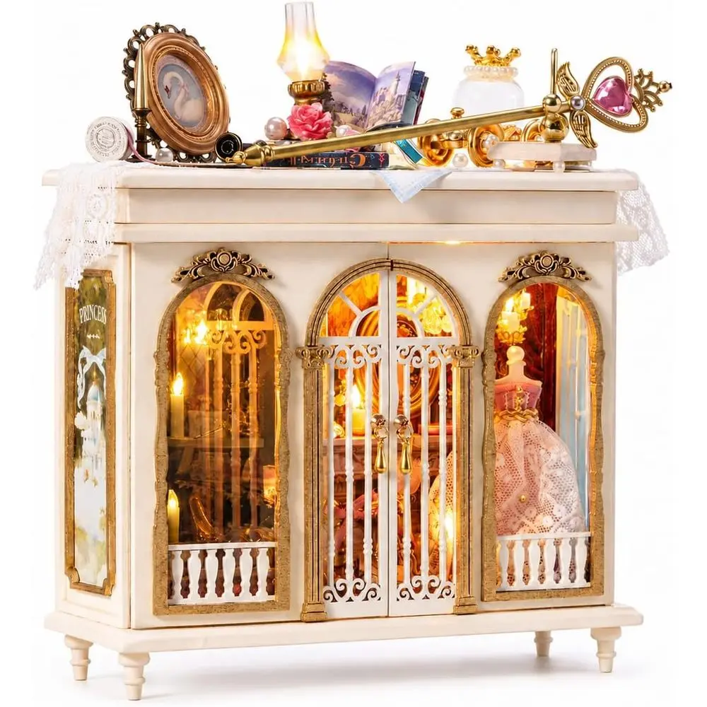 Spilay DIY Miniature House Kit for Adults, Miniature Dollhouse Kit |   With Warm Light & Furniture, Wooden Craft Building Set for Bookshelf Decor, Home Display & Creative Gifts for DIY Lovers