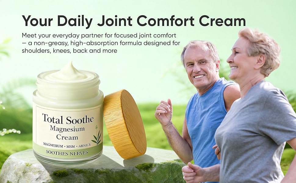 TotalRelief Magnesium Cream - Joint Relief Cream with Mineral Delivery Formula, MSM & Arnica – Fast Absorbing, Non-Greasy Topical for Everyday Joint & Muscle Comfort