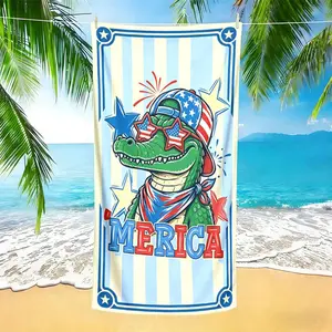 Independent Day Crocodile Beach Towel, Soft, Quick-Dry, Durable, Easy to Carry, Ideal for Summer Beach, Pool, Camping, Gifts
