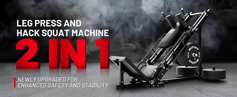 RitFit Leg Press Hack Squat Machine, Professional Adjustable Leg Press Machine for Home Gym with Linear Bearing, Specialty Hack Squat Machine for Full Lower Body Workout with Weight Storage Posts