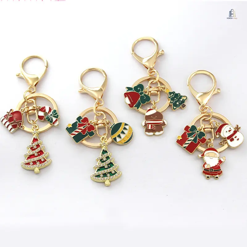 Christmas Keychain, Santa Snowflake Tree Alloy Charm, Festive Cartoon Key Ring, Creative Accessory For Holiday Gift Daily Bag Decor
