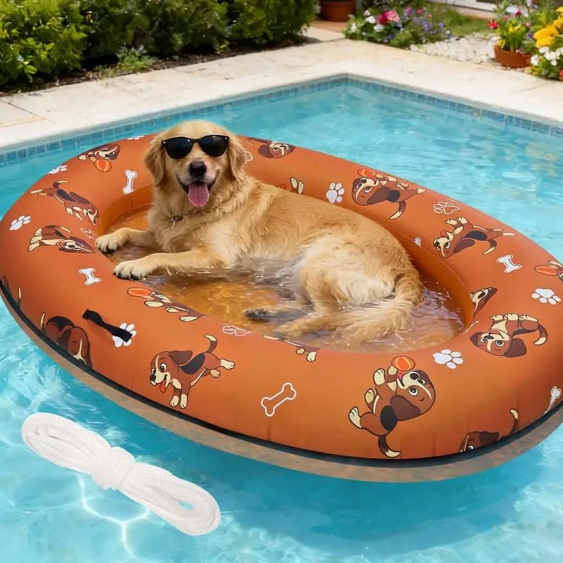 Pet Soft Dog Float Raft Inflatable Dog Swimming Float Summer Generic Inflatable Dog Pool Float for Small to Large Dogs Orange
