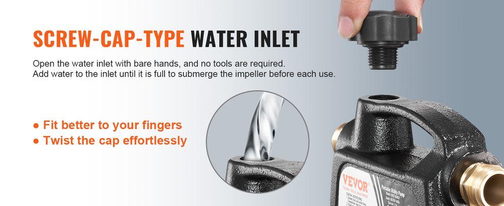 VEVOR Cast Iron Water Transfer Pump, 115V AC 1600 GPH 1/2HP, Portable Electric Utility Pump with Carbon Brush,, Brass Connectors, for Garden, Rain Barrel, Pool, Pond, Tub, Aquarium Draining