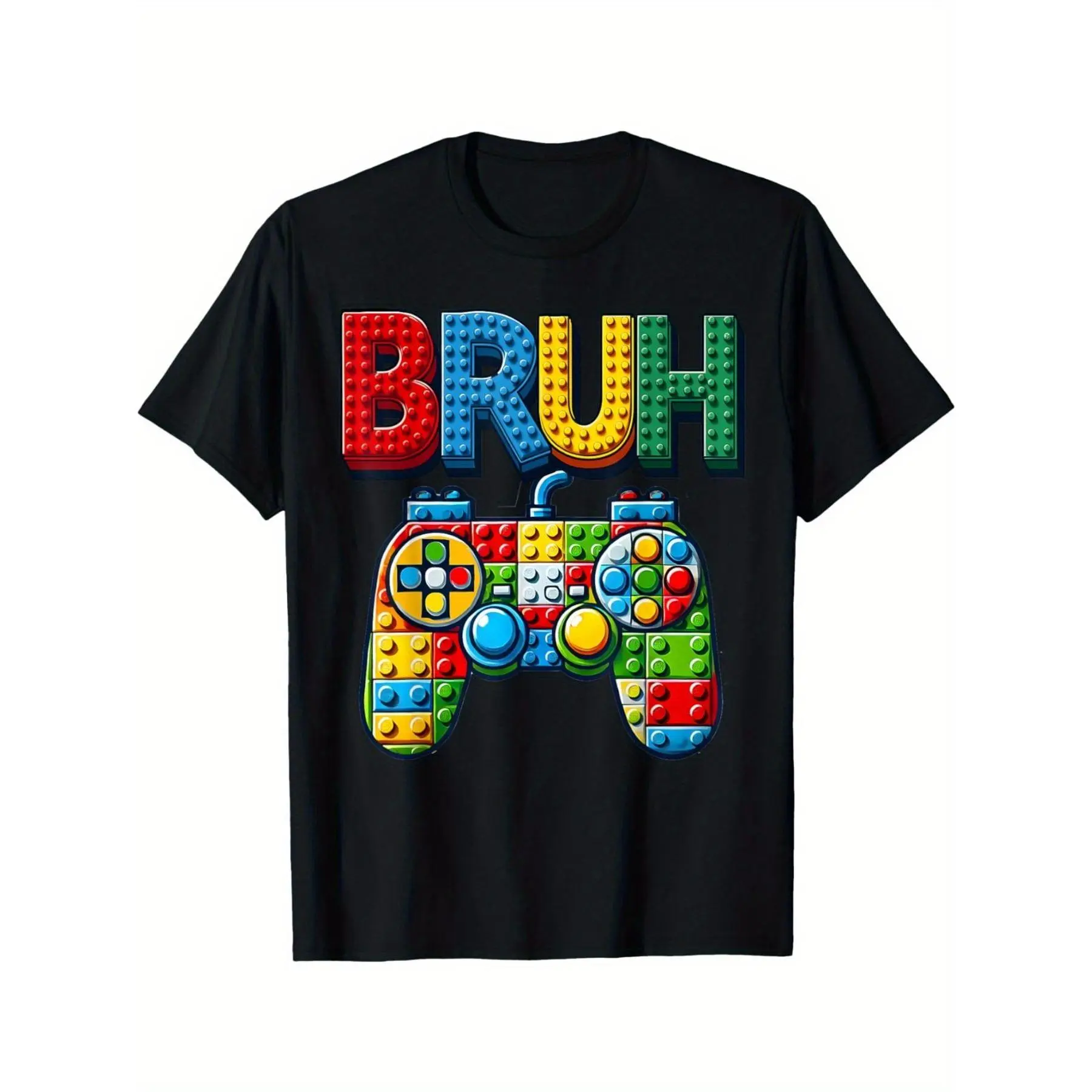 3Y-13Y BRUH Gaming Graphic T-Shirt for Boys Aged 6-14 - Colorful Block Style Design with Video Game Controller - Fun and Playful Casual Tee for Young Gamers - Perfect for Summer Outings and Everyday Wear