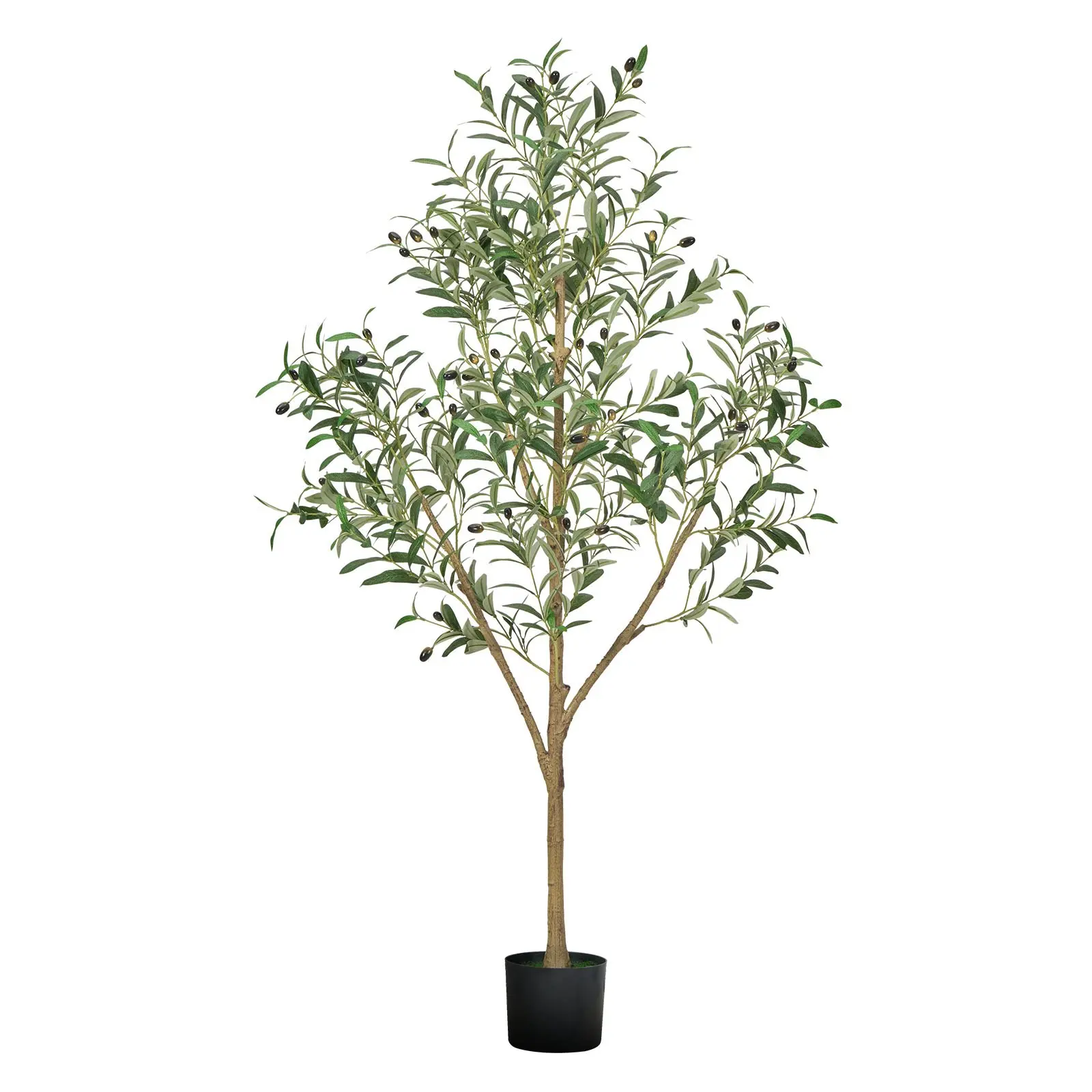【DealsForYouDays】VEVOR 5FT Artificial Olive Tree with Black Pot, Tall Fake Tree with Natural Wood Trunk Realistic Green Leaves and Fruits, Indoor Faux Plant for Home, Office, Living Room, Corner Decor
