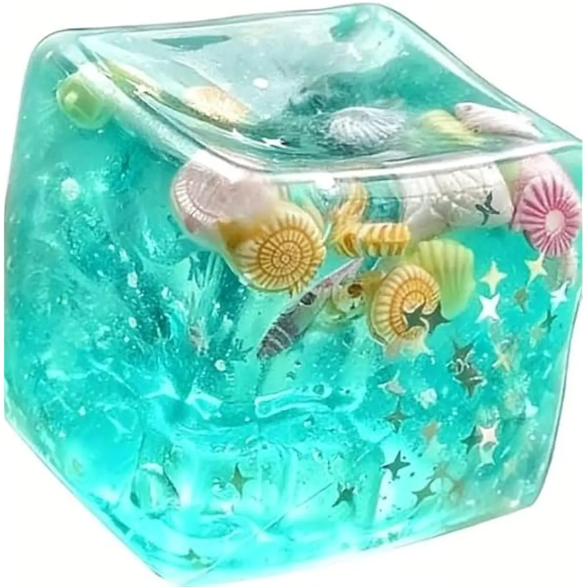 1 PCS Ice Cubes Stress Balls, Ice Cubes Marine Shells Squishies Toy,Soft Slow Rise Squishy Stress Relief Sensory Toy, Stretchy Fidgets Toys,Calming Anxiety Relief Hand Grip Bal(1 PCS)