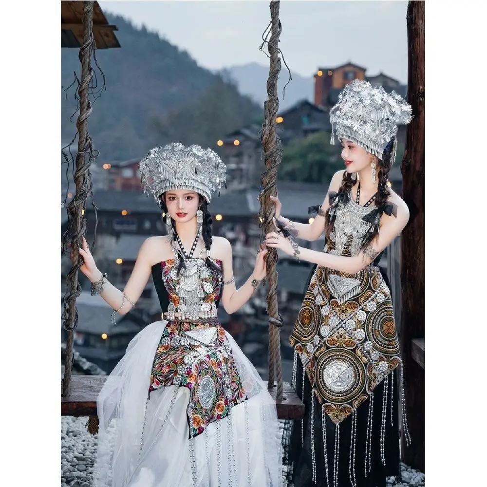 Hmong Miao Embroidered Slip Dress - Best-Friend Photo Shoot Style A/B