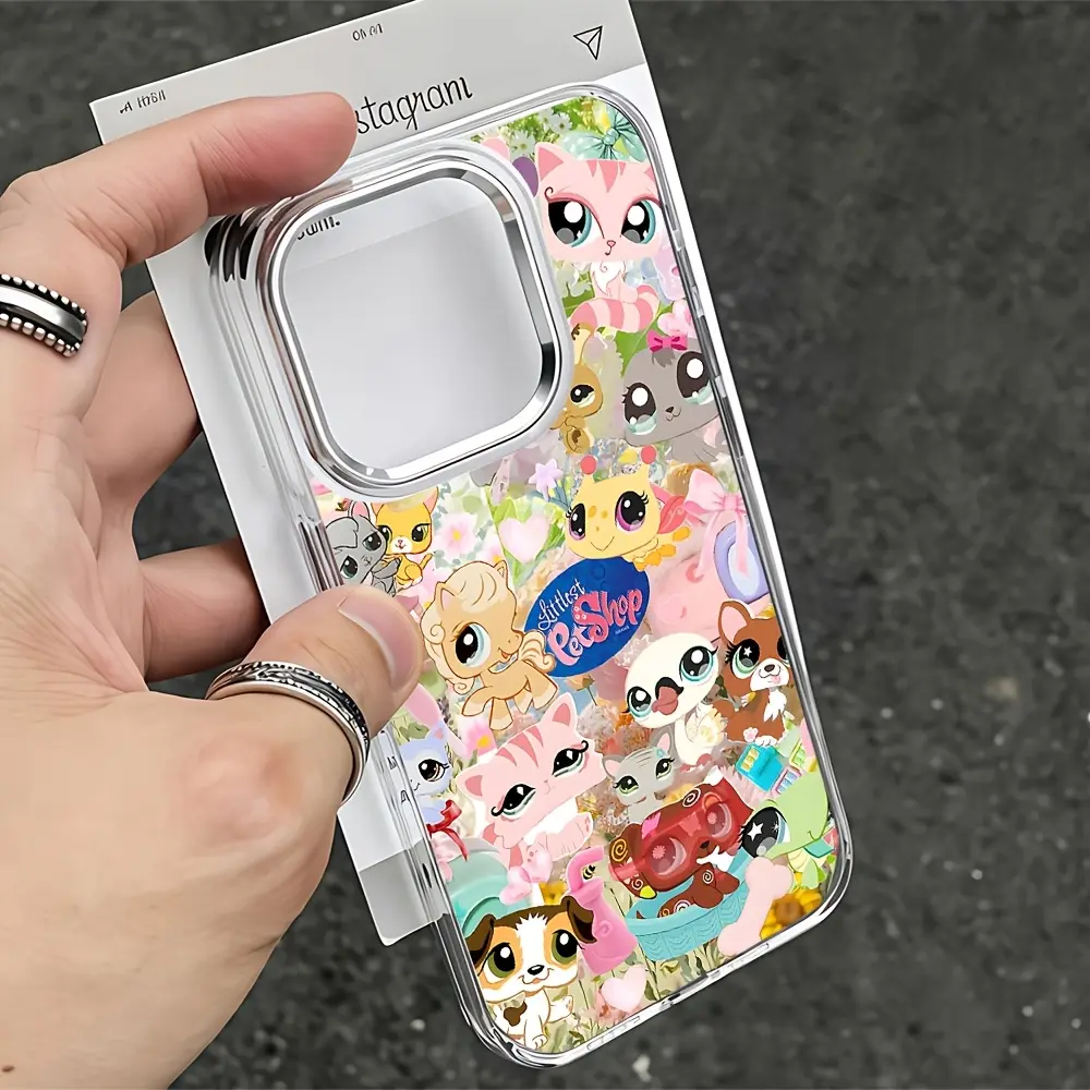 Kawaii Colorful Cat Dog Animal Bomb Sticker Transparent Phone Cover For IPhone 17 16 15 11 12 13 14 Pro Max Plus Cover