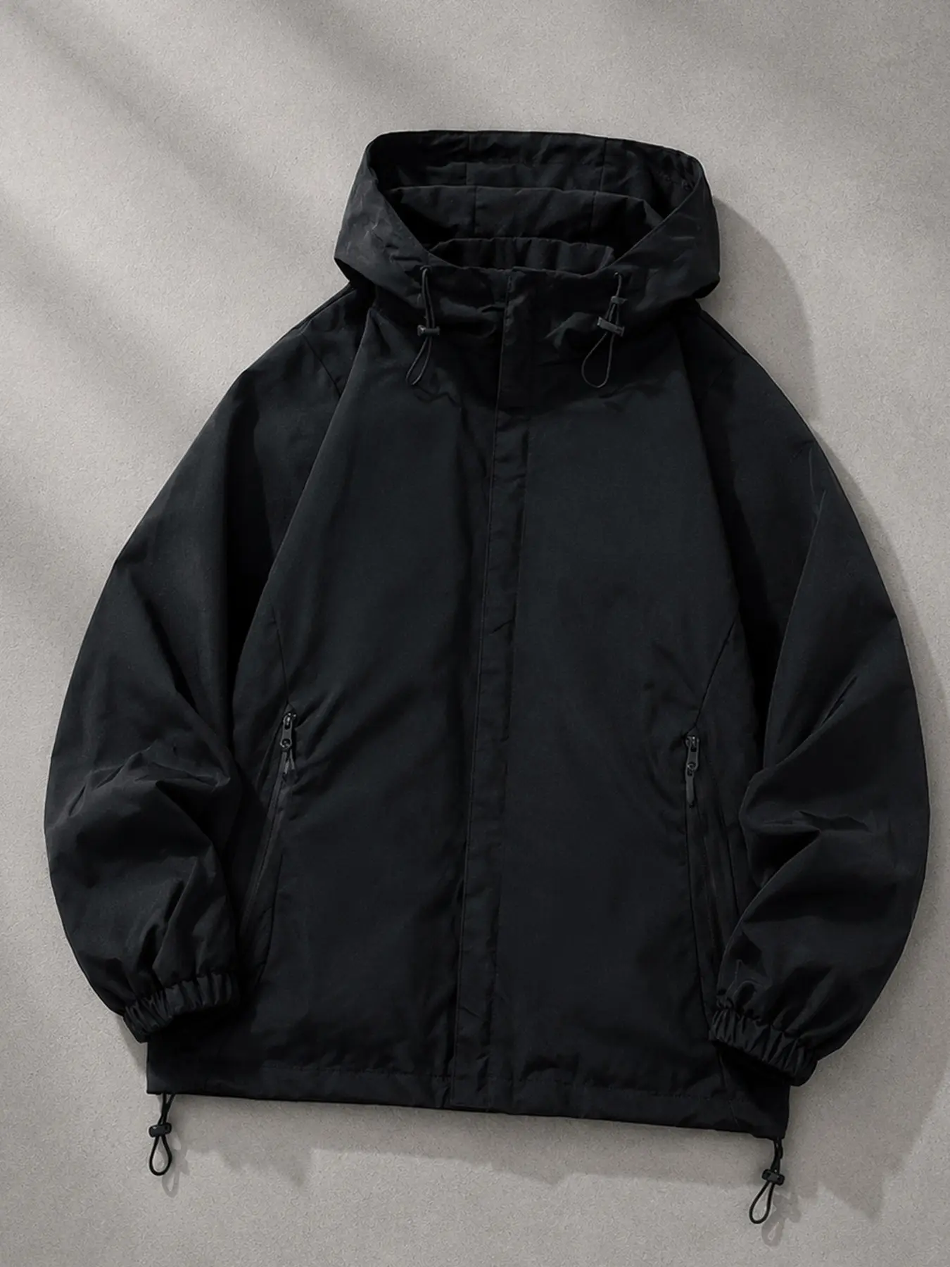 Men's Loose Fit Long Sleeve Windbreaker Jacket, Functional Outdoor Coat, Simple Streetwear Top, Trendy Casual Outerwear for Men