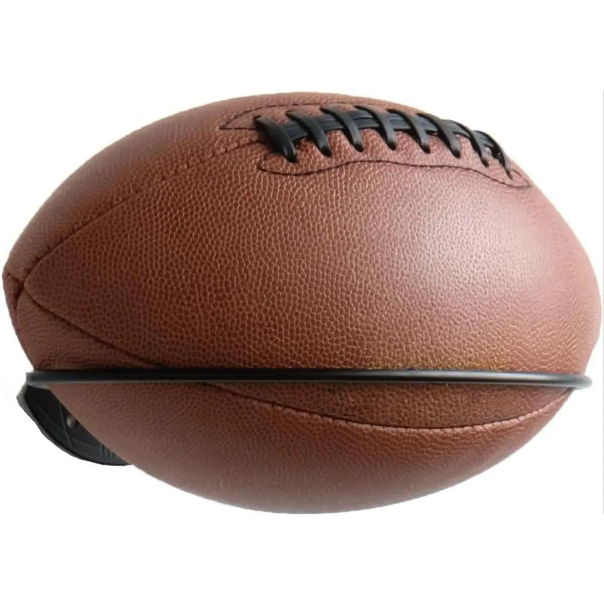 Wall Mount Football Rack - Ball Holder Organization and Storage Rack, Sports Room Decor, Steel, Black
