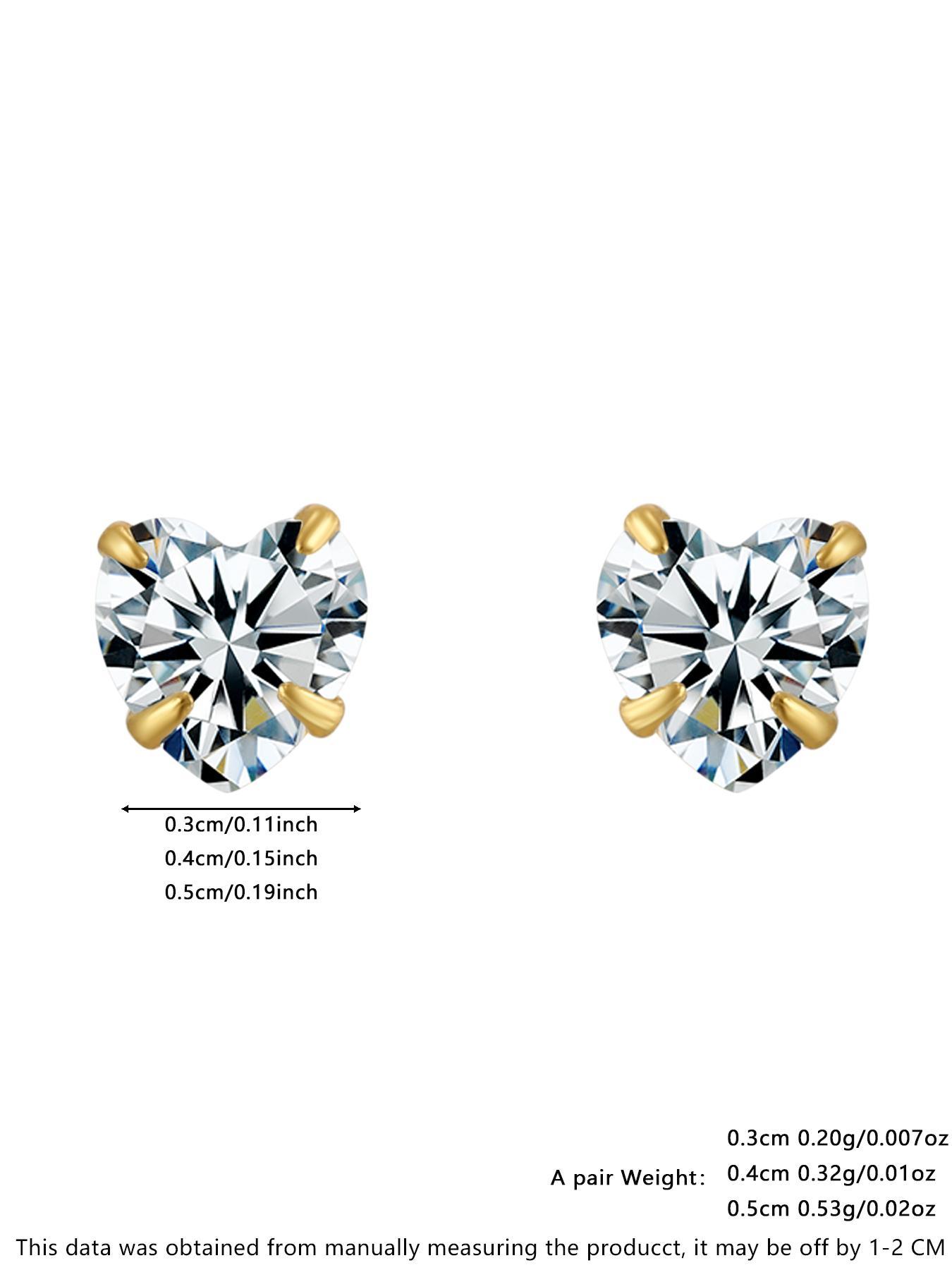 S925 Sterling Silver Heart Design Artificial Zircon Decor Stud Earrings, Heart Shaped Earrings, Fashion Earrings for Women & Men, Trendy All-match & Exquisite Jewelry for Birthday Gift