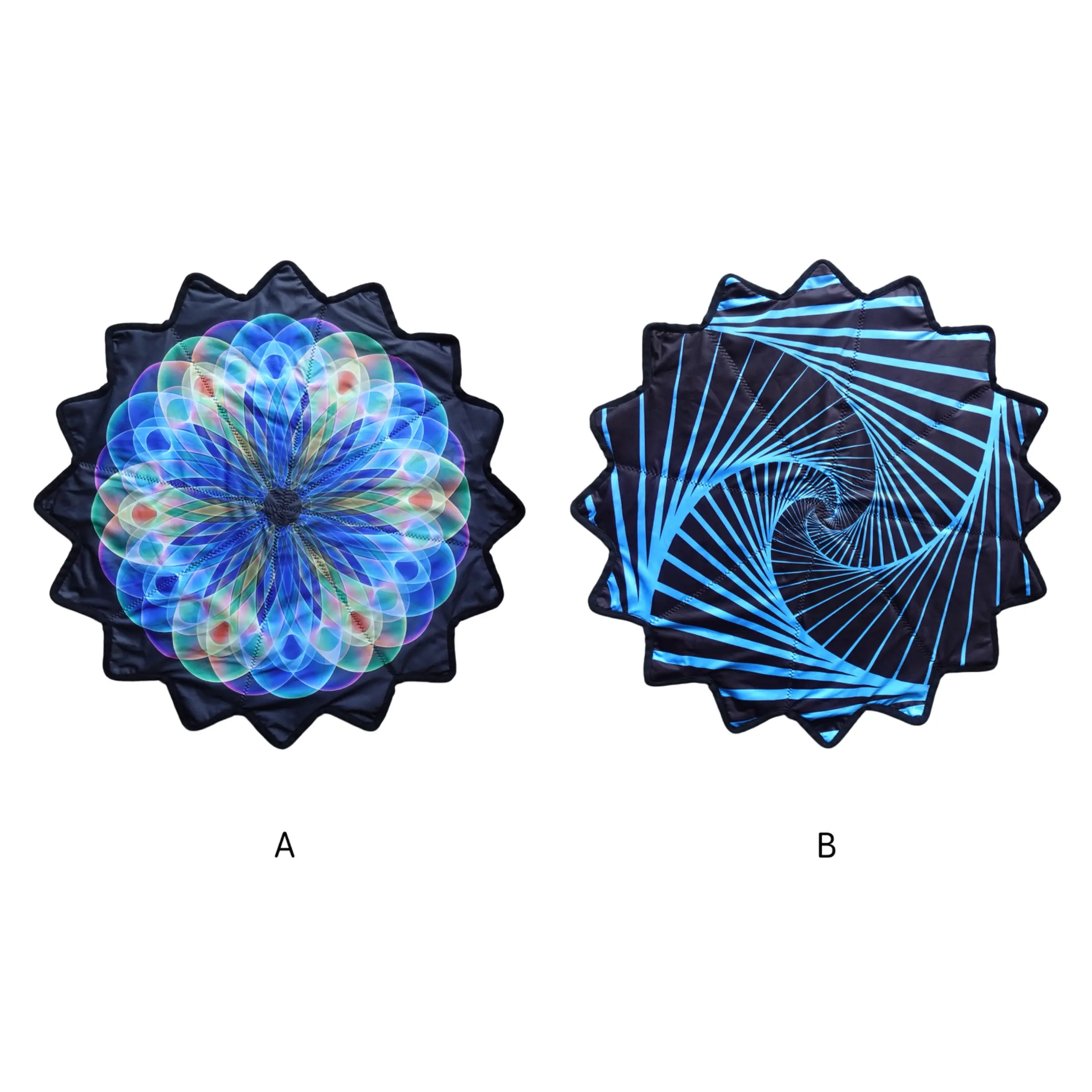 16-Point Star UV Printed Handkerchief, Dual-Sided Unique Patterns, Outdoor Sports Flying Toy, Dance Handkerchief, Flowing Blue Stars