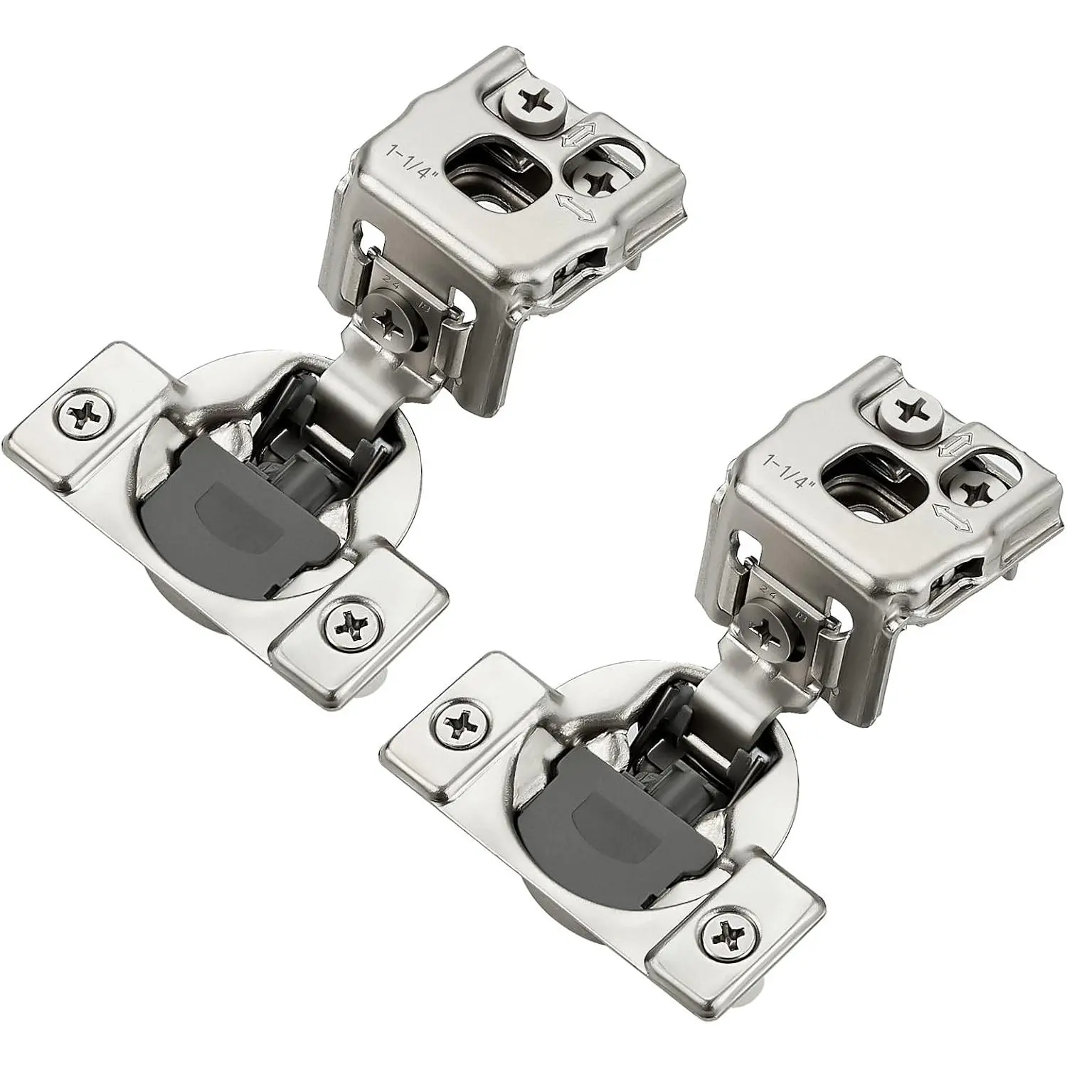 Satin Nickel Soft Close Cabinet Hinges,1-1/4 Inch Overlay,2 Pack (1 Pair) | Concealed  Cabinet Hinges, 3 Ways Adjustable Design, Stainless Steel, for  Frame Kitchen Cabinet Doors - 105