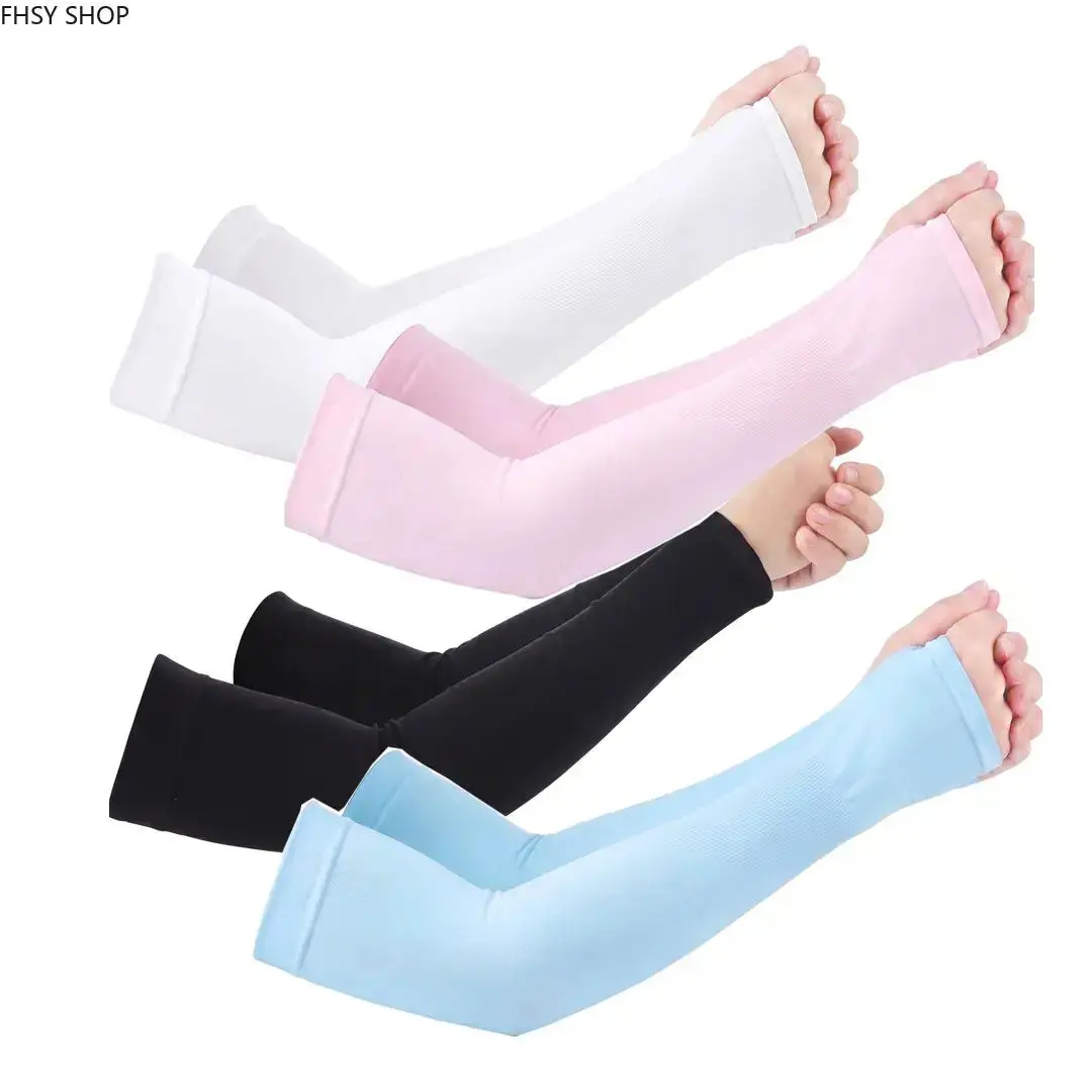 2-Pack Fingerless UV Protection Arm Sleeves, UPF 50+ Cooling Breathable Fitness Sleeves with Pull On Design, 1 Size Stretchy Comfort Fit for Cycling, Gardening, Summer Travel