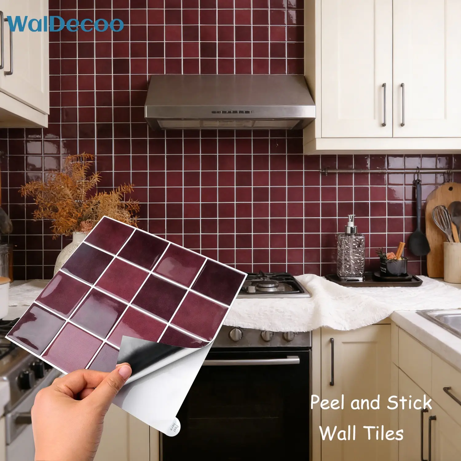 Self Adhesive Wall Tile Stickers, 10/30pcs Peel and Stick Interior Vinyl Wallpaper, High Quality Waterproof Red Brick Tile Decals, Universal Kitchen and Bathroom Backsplash Tile Sticker for Renter Renovation