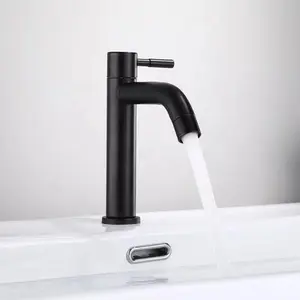 Single Cold Water Faucet, Stainless Steel Material, Bathroom Vanity High Small Water Grifo Basin Faucet, Durable and Stylish Design