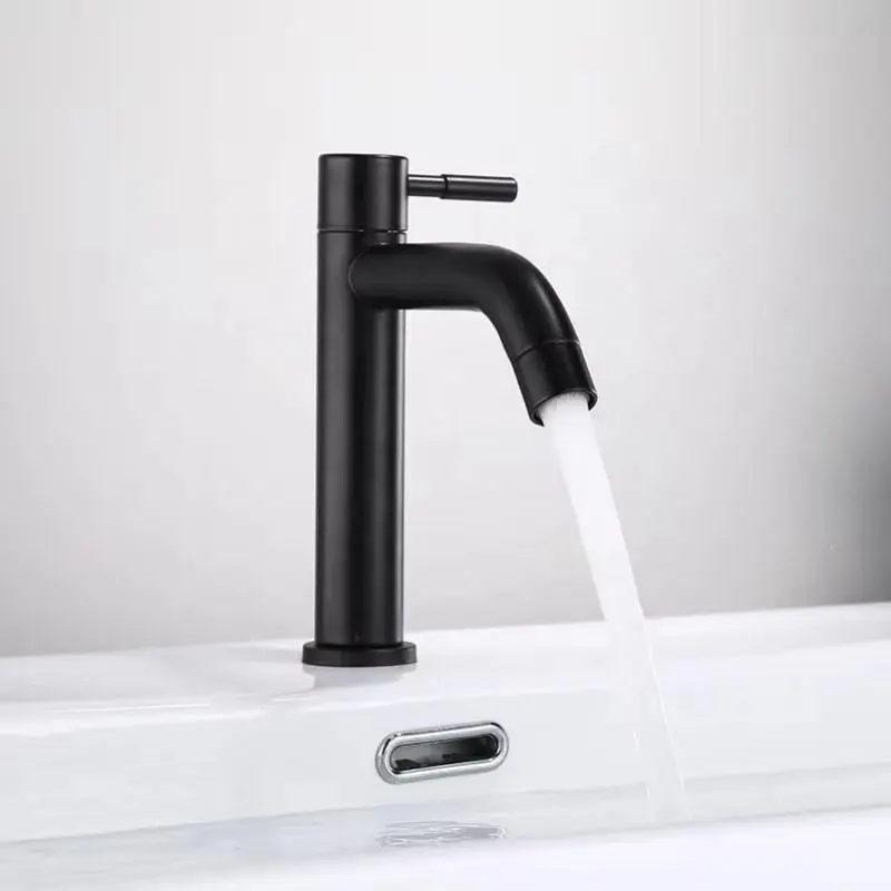 Single Cold Water Faucet, Stainless Steel Material, Bathroom Vanity High Small Water Grifo Basin Faucet, Durable and Stylish Design