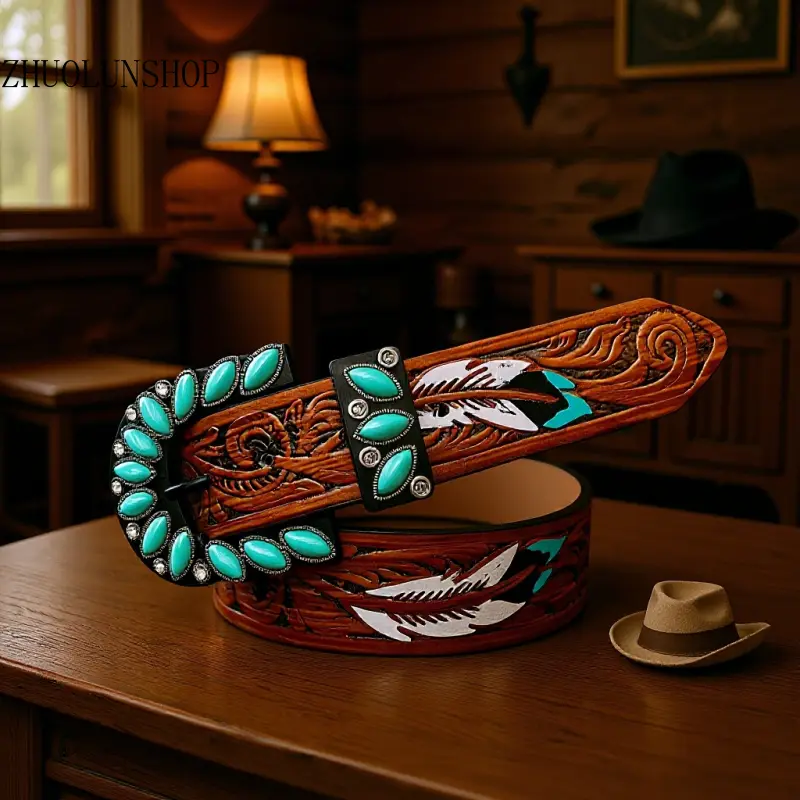 Women Western Cowgirl Waist Belt, Viral Boho Vintage Statement Belt with Ornate Western Buckle, Adjustable All-Match Fashion Accessory, Chic Decor Belt for Jeans Dresses, Rodeo Festival Daily Party Outfit & Unique Birthday Gift for Her