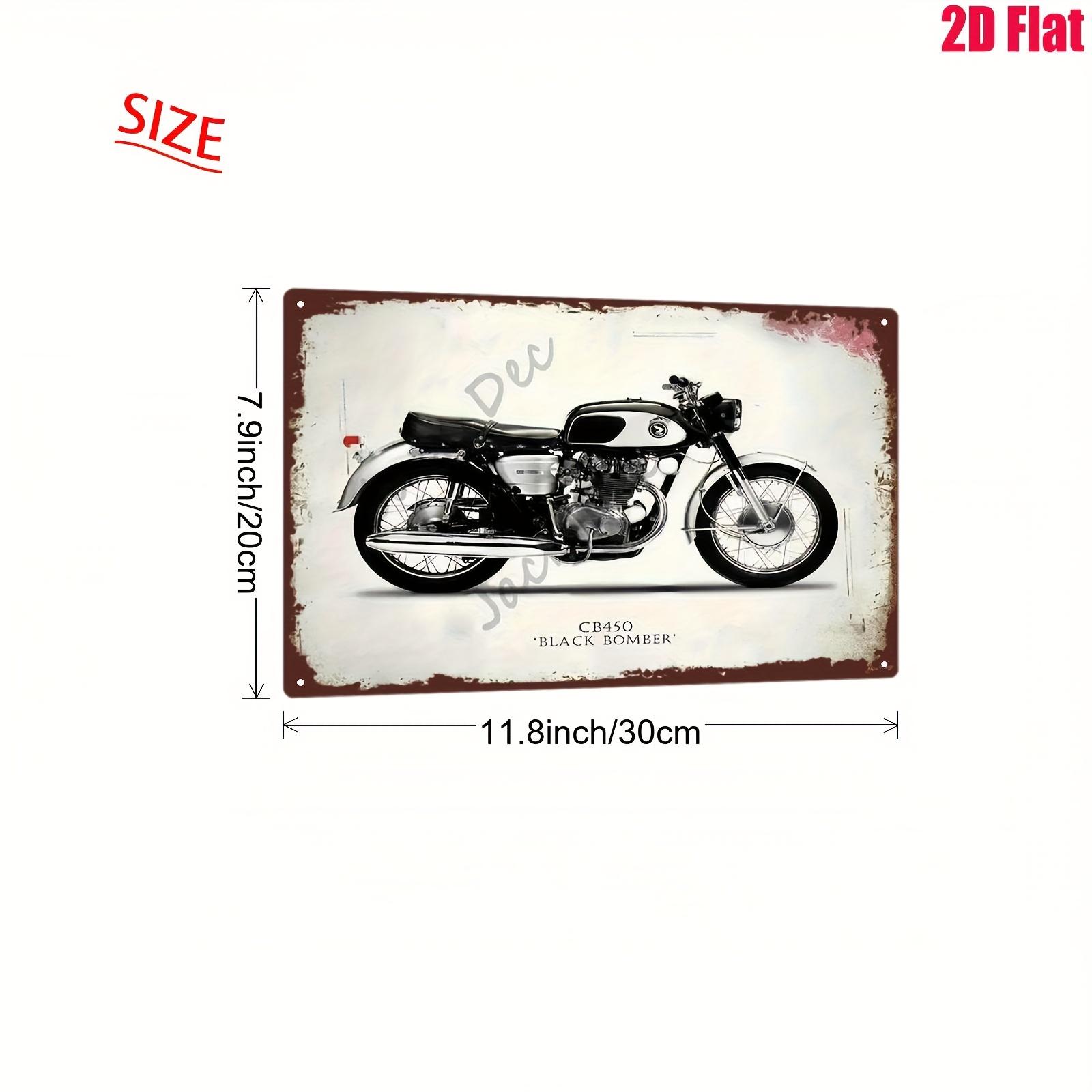 【20*30cm/8*12inch】2D Flat, 1pc Vintage Metal Sign | A CB450 Black Bomber Motorcycle on Iron Sheet Painting | 20*30cm/8*12inch | Suitable for Living Room, Bedroom, Cafe, Bar, Garage, Home Decor, 2D Flat