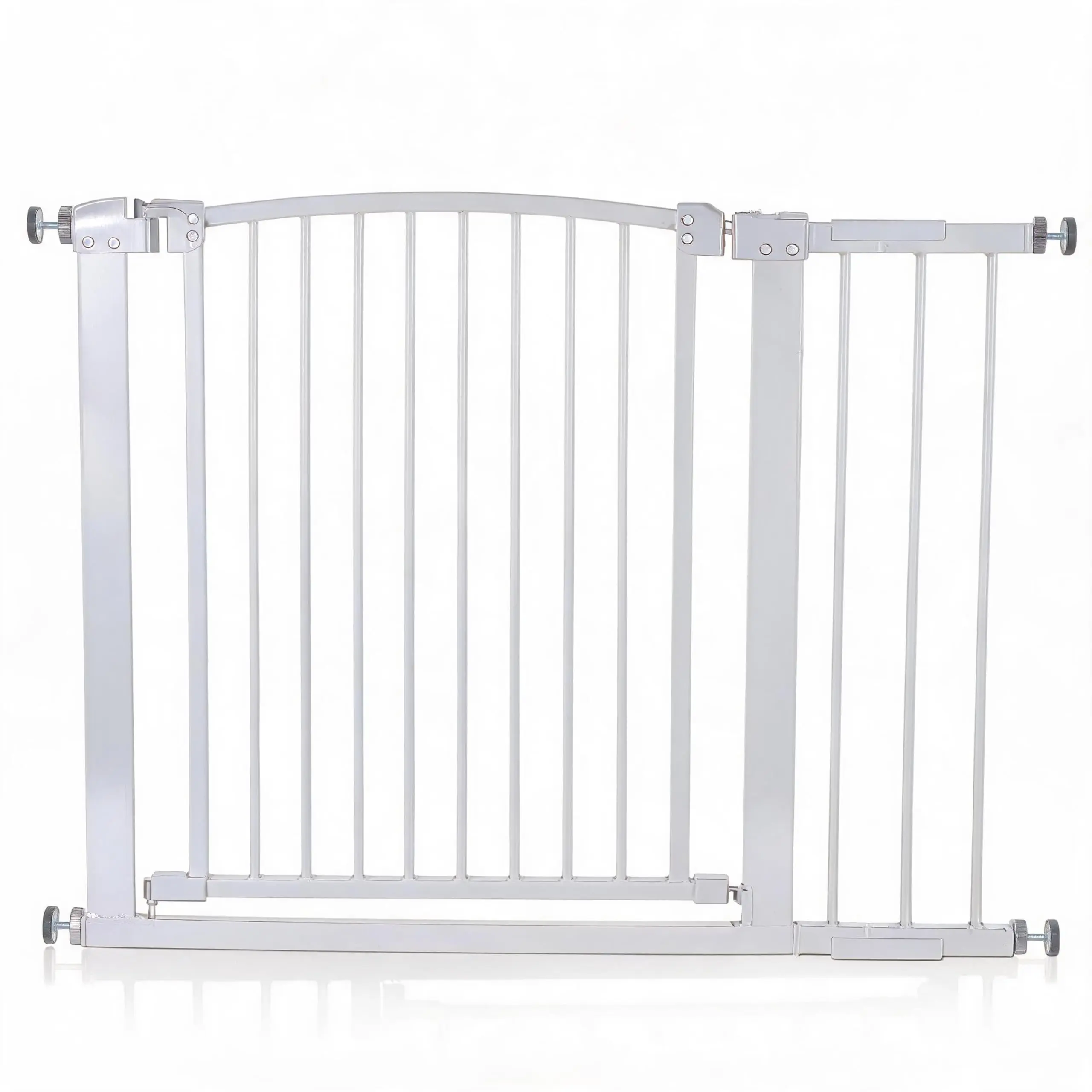 Upgrade Baby Safety Gate – Adjustable 30-41 Inch, Pressure Mounted, Auto-Close, Double Lock, No-Drill Metal Barrier for Doors, Stairs & Hallways – Curved Design – White or Black