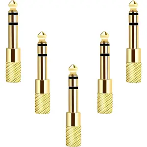 [ Version 5-Pack Stereo Audio Adapter 6.35mm (1/4 inch) Male to 3.5mm (1/8 inch) Female Headphone Jack