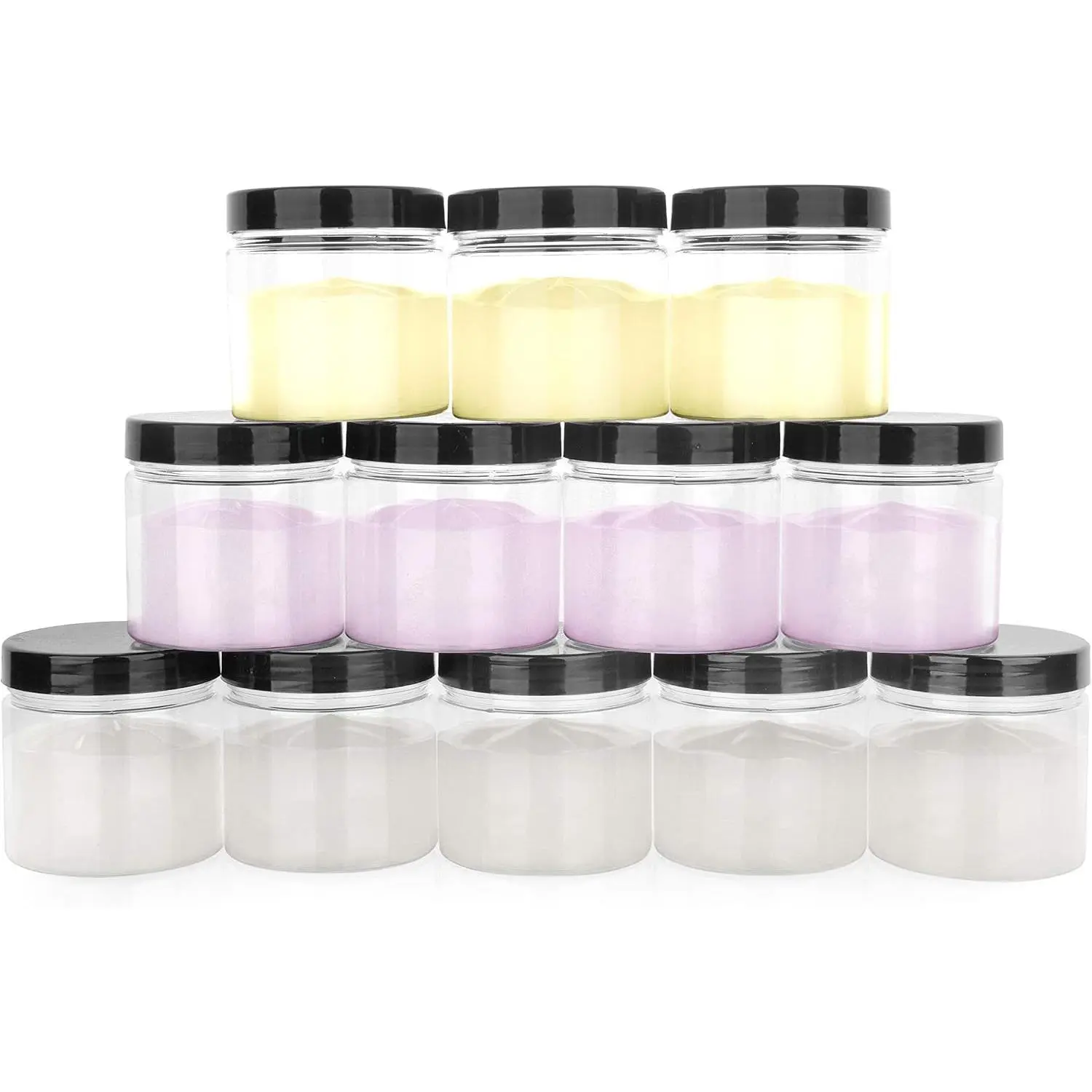 ® Small Plastic Jars with  4 oz, 12-Pack - Clear Plastic Jars with Screw- Tops for , Crafts,  Butter, Sugar Scrubs,  Storage, Small Containers with  (Black)